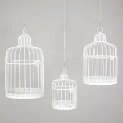 Set De 3 Jaulas Vintage Blancas 41 Cm