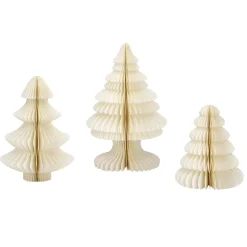 Set De Abetos De Papel Nido De Abeja De Lujo 3 Piezas Blanco