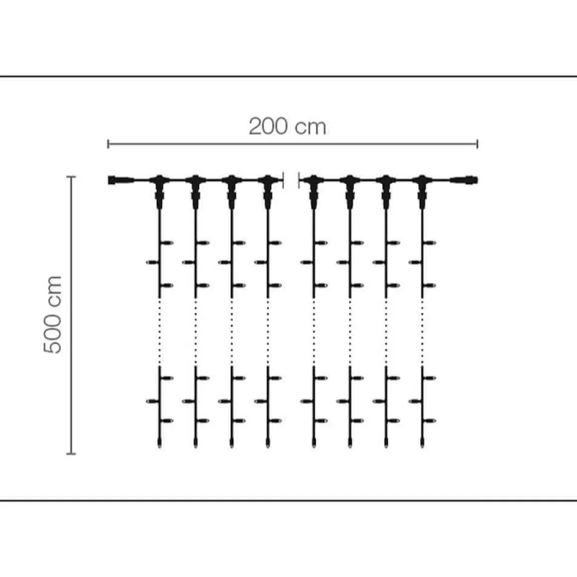 Sistema De Cortina De Luz LED Profesional IP67, 500 Cm Sin Cable De Alimentación, Negro