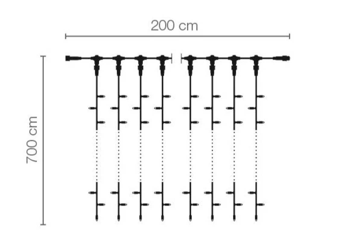 Sistema De Cortina De Luz LED Profesional IP67, 700 Cm Sin Cable De Alimentación, Negro