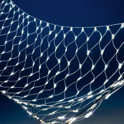 Sistema De Red De Luces Para Exteriores, Luz LED Blanca, Cable Blanco, 250 X 120 Cm