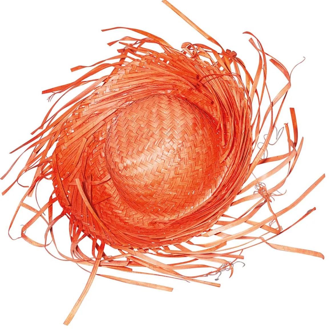 Sombrero De Paja Decorativo, Color Naranja