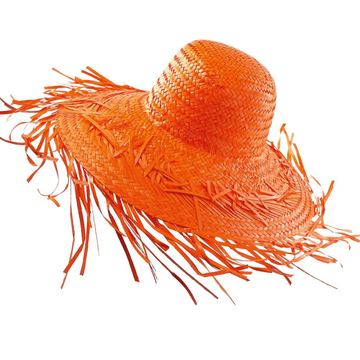 Sombrero De Paja Decorativo, Color Naranja