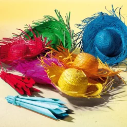 Sombrero De Paja Decorativo, Color Amarillo