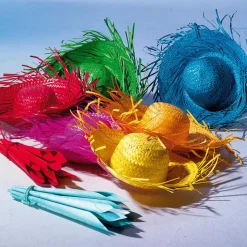 Sombrero De Paja Decorativo, Azul, Ø 40 Cm
