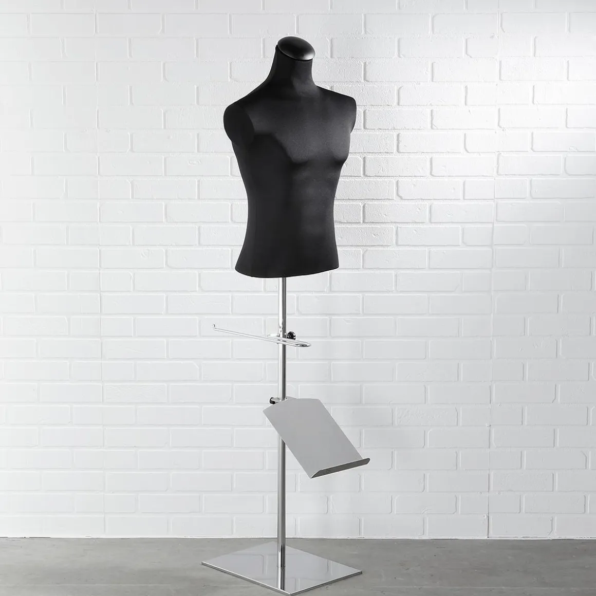 Soporte Cromado Para Bustos De Sastre Con Presentador De Zapatos 40 X 40 X 100 Cm