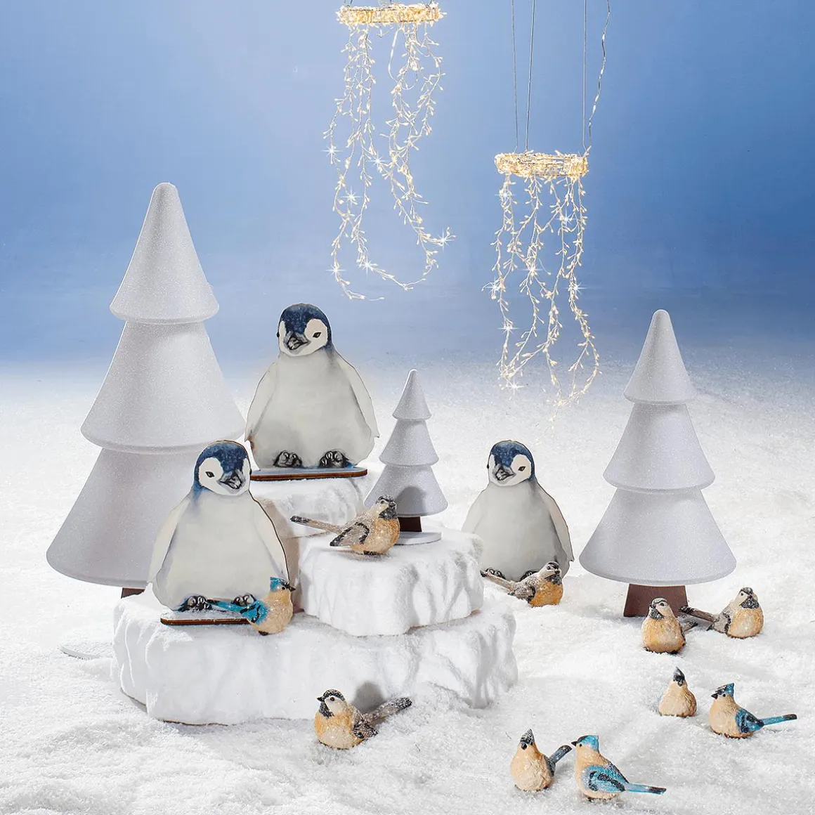 Soporte De Abeto De Nieve Con Purpurina 17 X 34 Cm Plata