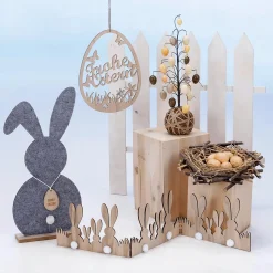 Soporte De Madera Deco Conejo Valla Marrón 80 Cm