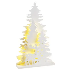 Soporte De Madera LED Ciervo Con Abetos