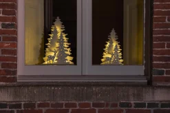 Soporte De Madera LED Ciervo Con Abetos