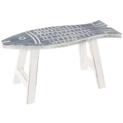 Taburete En Forma De Pez Azul Y Blanco 44 Cm