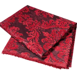 Tafetán Con Flocado De Terciopelo, Anchura: 145 Cm, Color Rojo