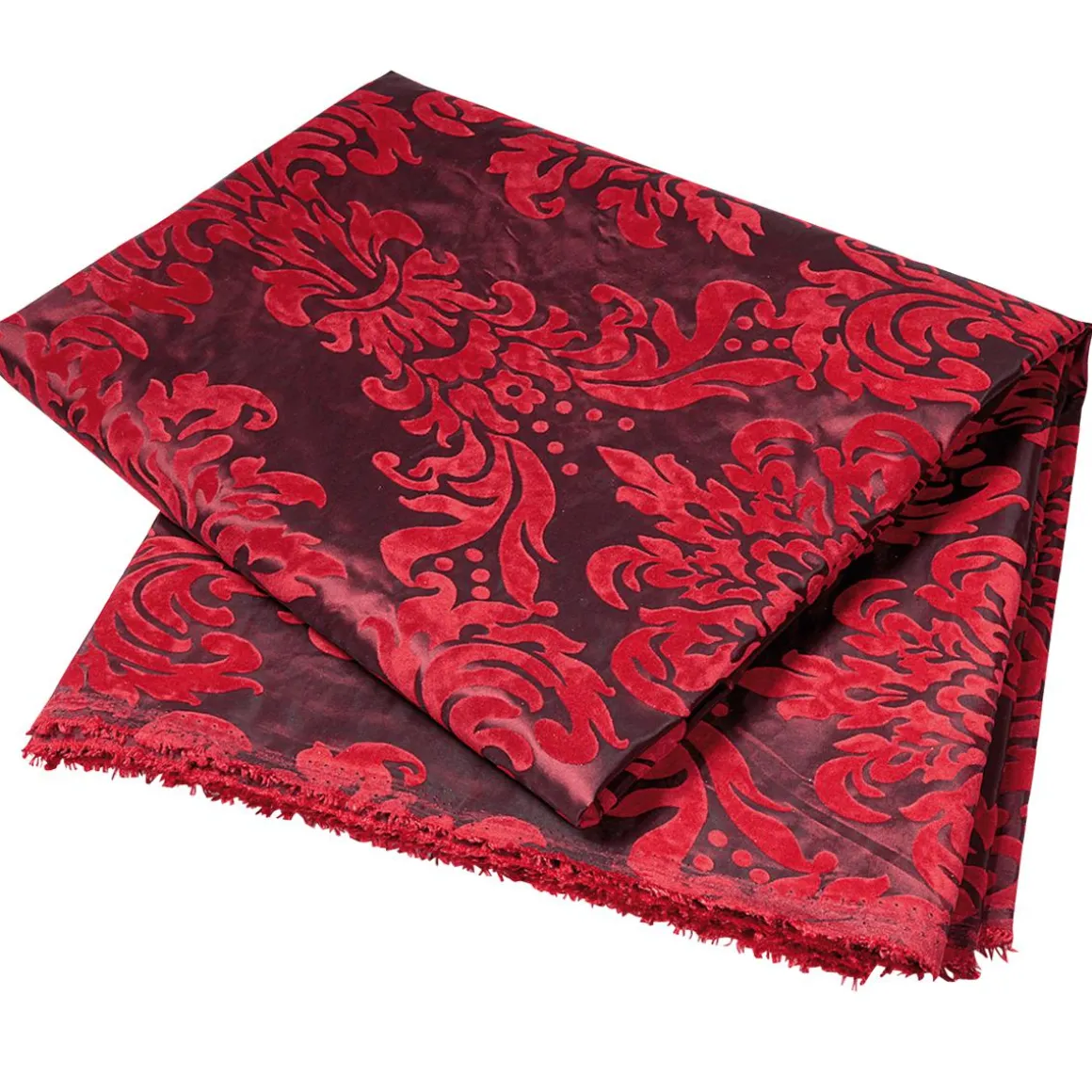 Tafetán Con Flocado De Terciopelo, Anchura: 145 Cm, Color Rojo