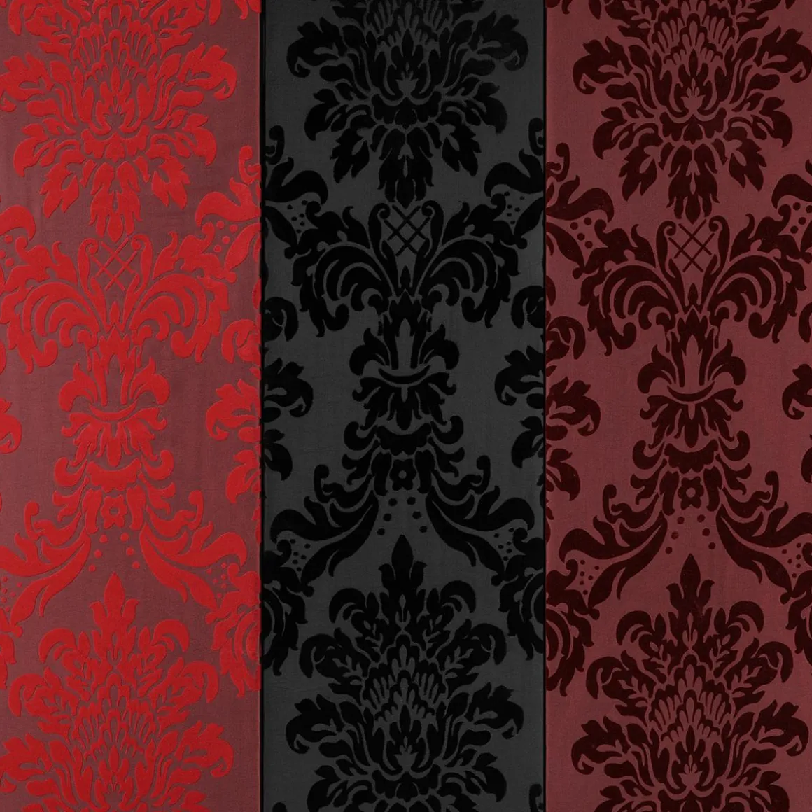 Tafetán Con Flocado De Terciopelo, Anchura: 145 Cm, Color Rojo