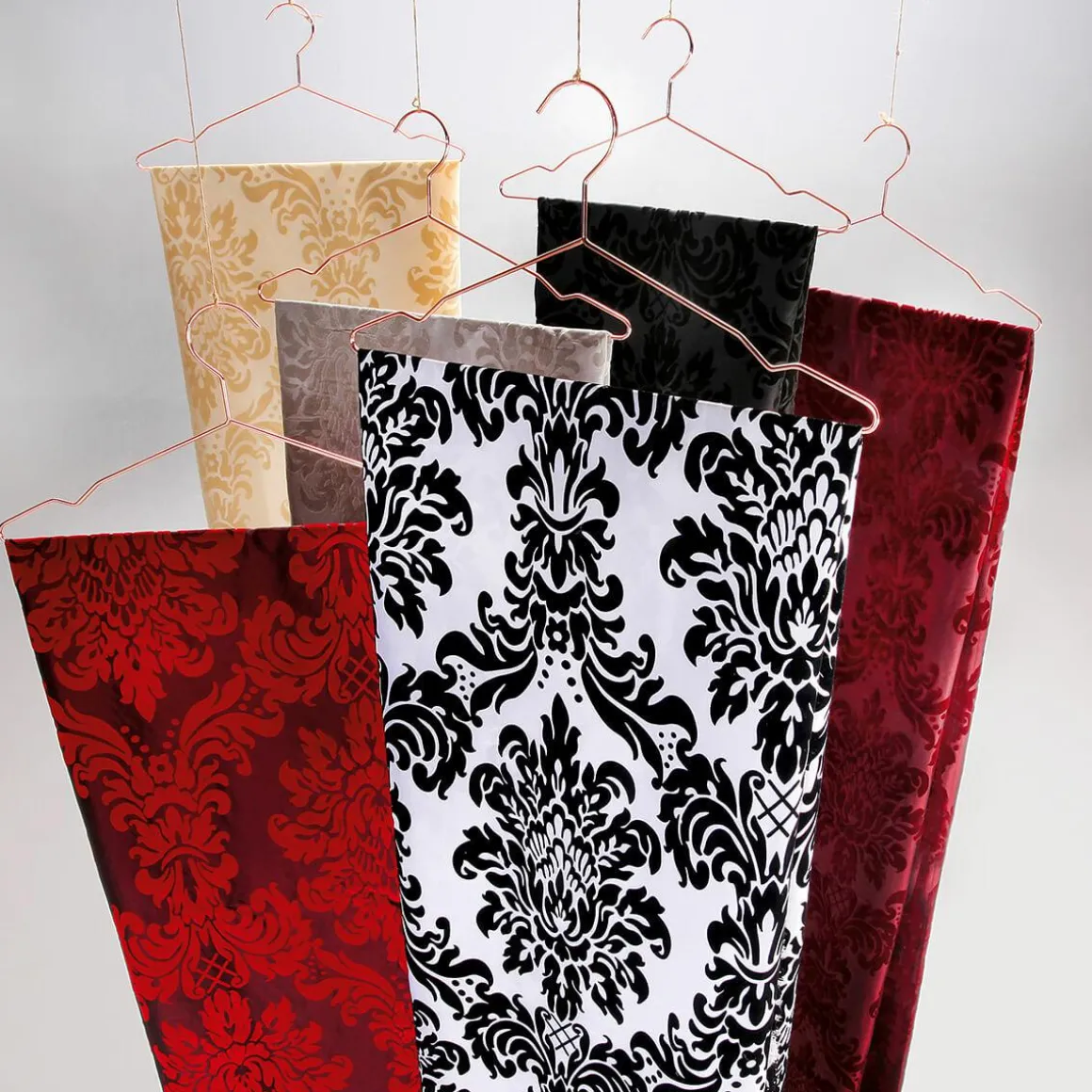Tafetán Con Flocado De Terciopelo, Anchura: 145 Cm, Color Rojo