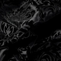 Tafetán Con Flocado De Terciopelo, Anchura: 145 Cm, Color Negro