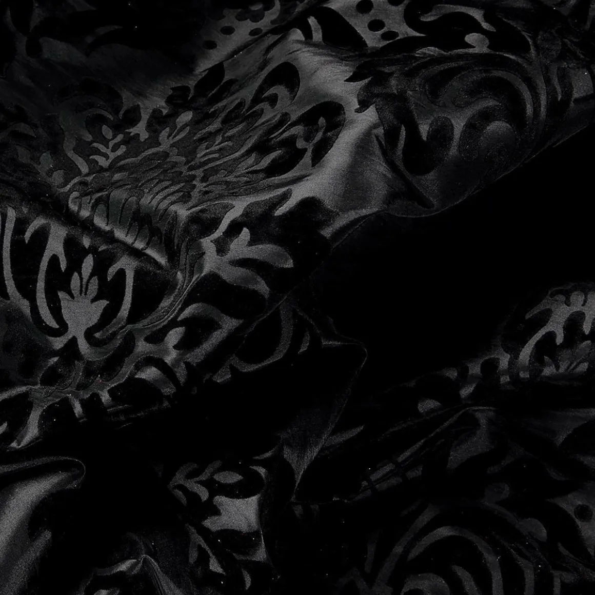 Tafetán Con Flocado De Terciopelo, Anchura: 145 Cm, Color Negro