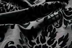 Tafetán Con Flocado De Terciopelo, Anchura: 145 Cm, Color Negro