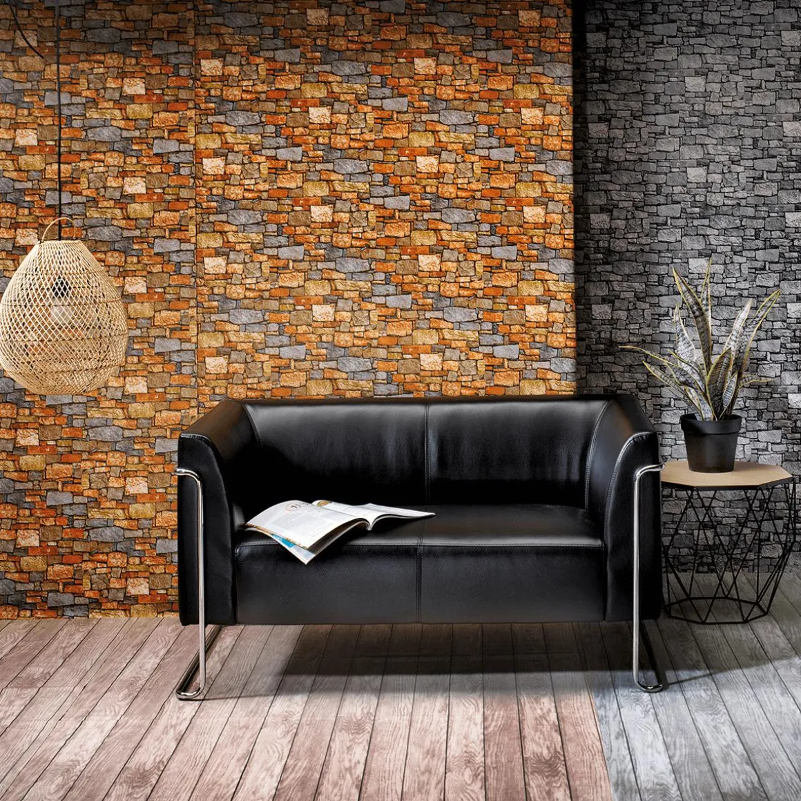 Tejido Decorativo "Muro De Piedras", Anchura: 140 Cm