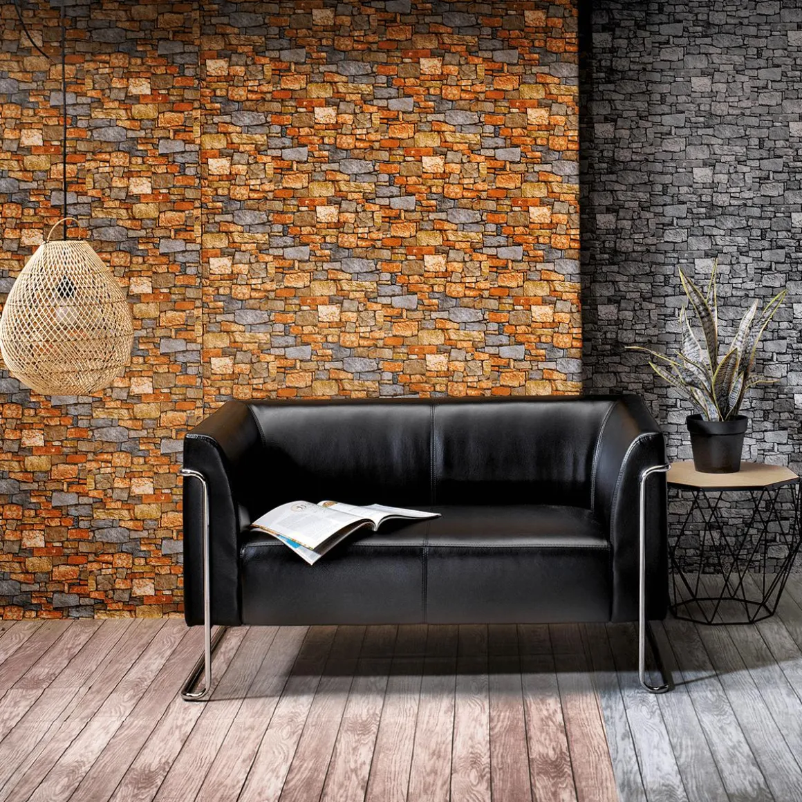 Tejido Decorativo "Muro De Listones De Madera", Anchura 140 Cm, Beige