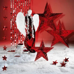 Tela Brillante Jersey De Papel De Aluminio Roja, Anchura: 110 Cm