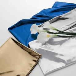Tela Brillante Jersey De Papel De Aluminio Azul, Anchura: 106 Cm
