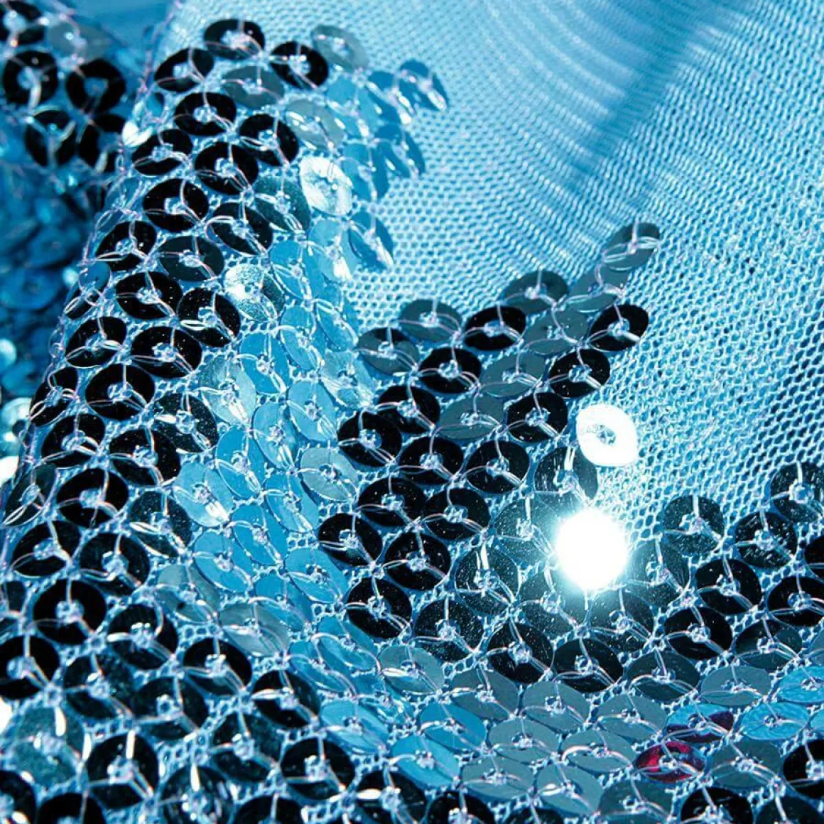 Tela De Lentejuelas Azul, Anchura: 145 Cm