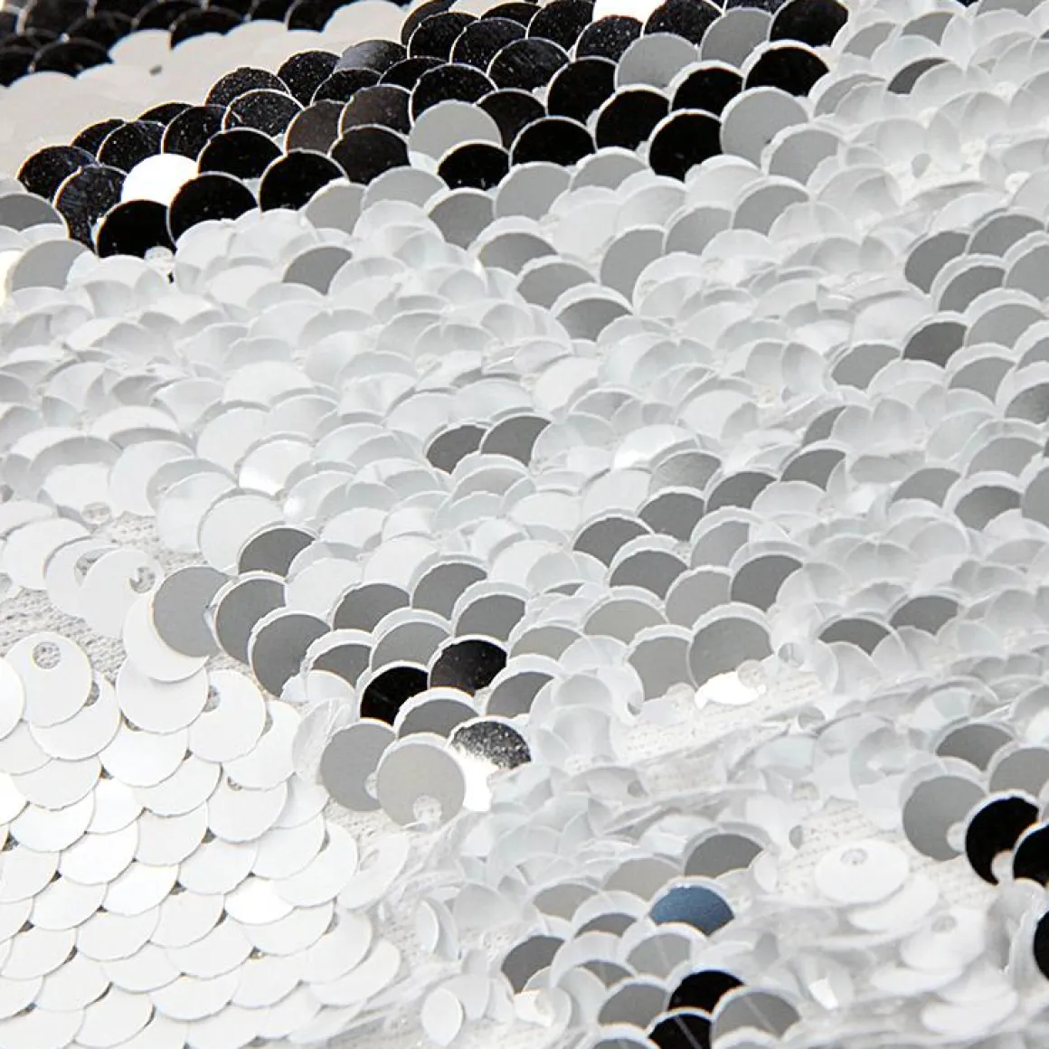 Tela De Lentejuelas Reversibles Plata/blanca, Anchura 145 Cm
