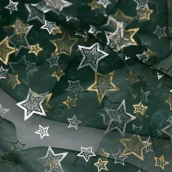 Tela De Organza "Estrellitas" Verde Anchura 145 Cm