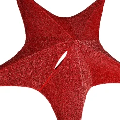 Tela Decorativa Estrella Plegable Purpurina Roja Con Cremallera, 40 Cm