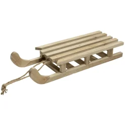 Trineo Decorativo De Madera Con Cuerda, Natural