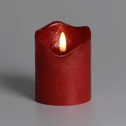 Vela De Cera LED Roja 7,5 Cm Ø, 10 Cm De Altura