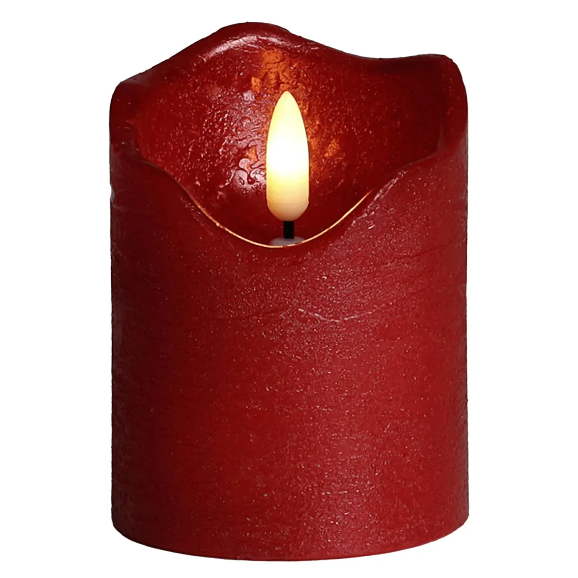 Vela De Cera LED Roja 7,5 Cm Ø, 10 Cm De Altura