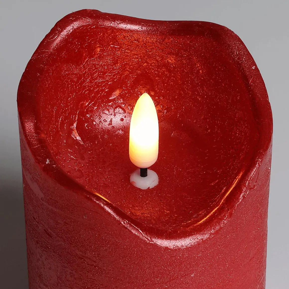 Vela De Cera LED Roja 7,5 Cm Ø, 10 Cm De Altura