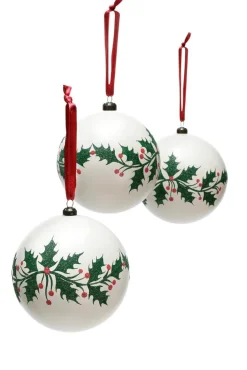 XL Christmas Bauble "Ilex" 12 Cm Ø, 3 Pieces