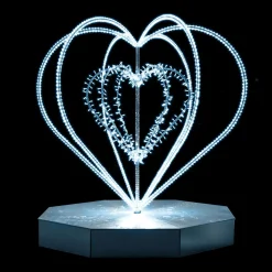 XXL Objeto Luminoso LED Corazón Plateado Para Exterior